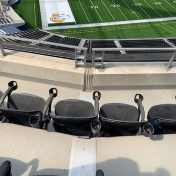 Heavy duty seismic expansion joint covers in stadium bowl at LA Rams SoFi Stadium by Sika Emseal