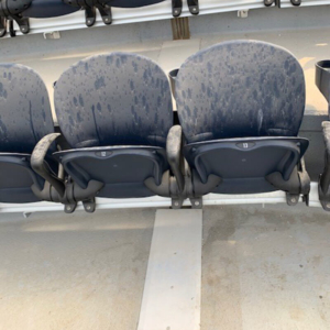 Seismic expansion joint cover transition in seating section at LA Rams SoFi Stadium by Sika Emseal